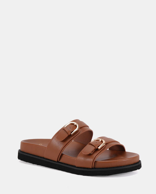 Image of Sandals. Product name - Sarax Caramel Sandals in Caramel colour by brand - Novo