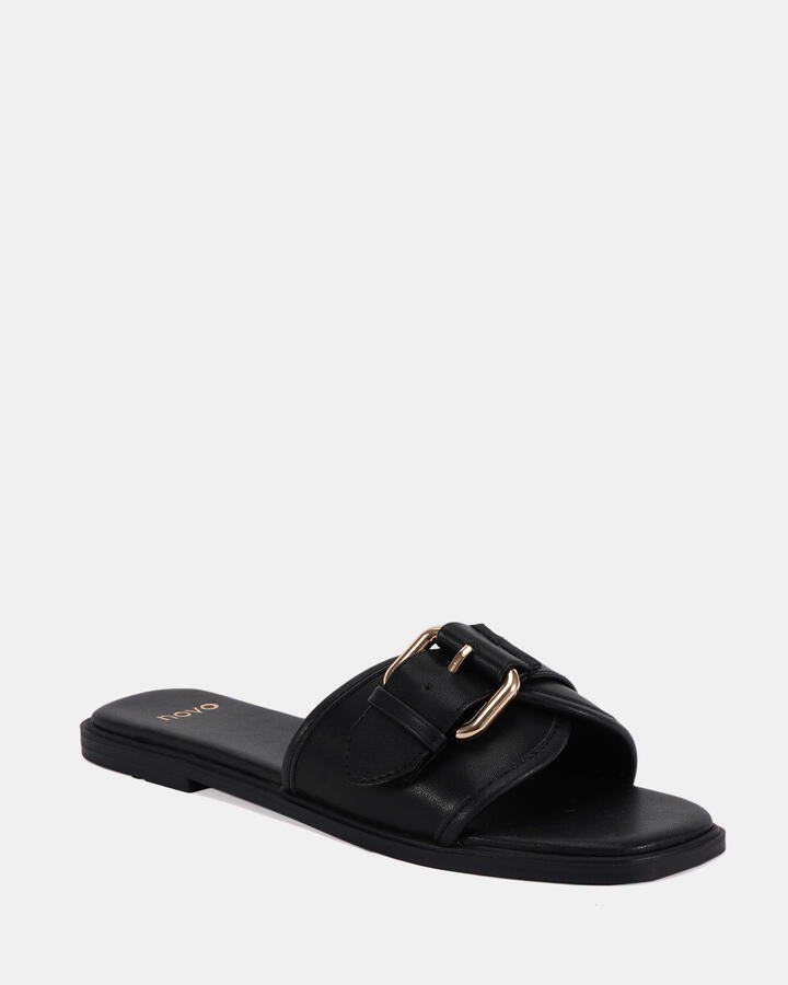Image of Sandals. Product name - Sartori Black Vegan Sandals in Black colour by brand - Novo