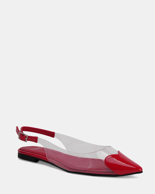 Image of Flats. Product name - Caress Red Patent Ballet Flats in Red colour by brand - Novo