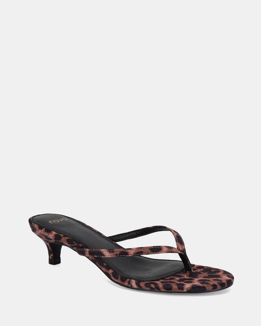 Image of Heels. Productname: Vhagar: Leopard - Women's Strappy - Low Heel in Print colour by brand - Novo