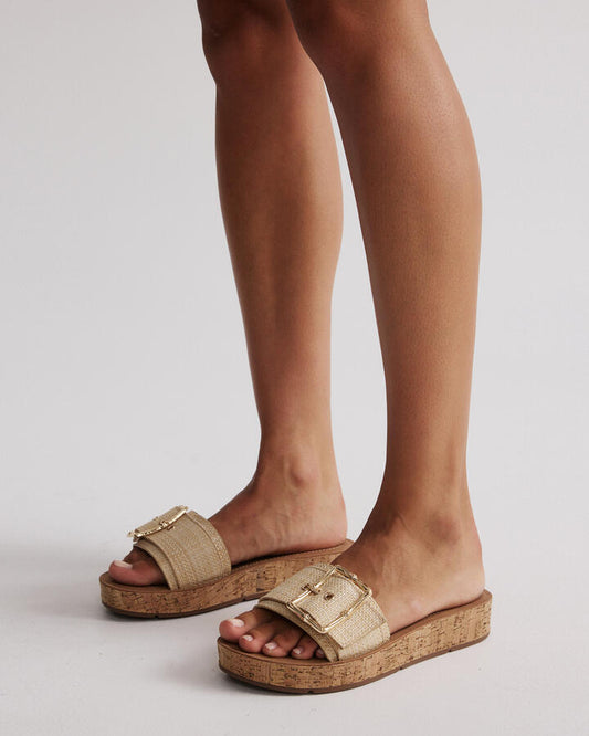 Image of Sandals. Productname: Saso: Raffia - Women's Thongs in Olive colour by brand - Novo