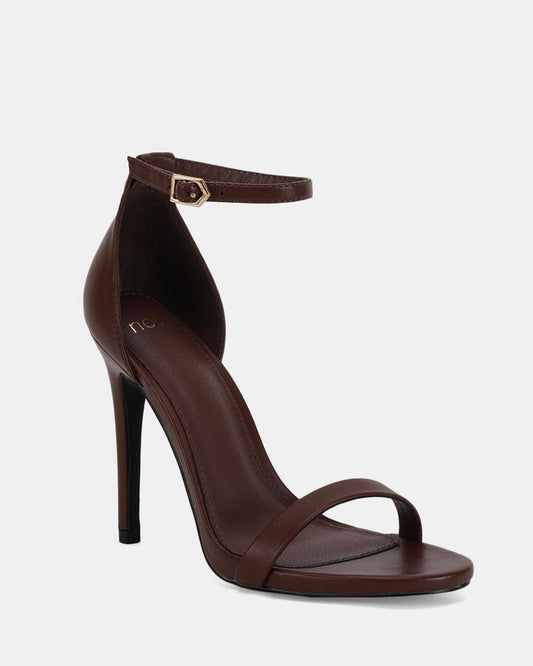 Image of Heels. Productname: Merril: Milk Chocolate - Women's Strappy - High Heel in Midnight colour by brand - Novo