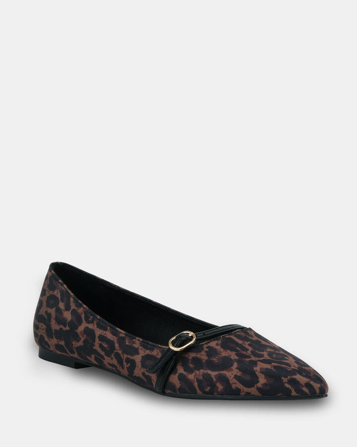Image of Flats. Product name - Carrson Leopard Vegan Flats in Print colour by brand - Novo