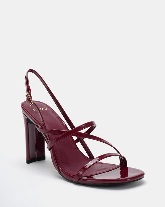 Image of Heels. Product name - Nikea Deep Red Patent Vegan Heels in Deep Red Patent colour by brand - Novo