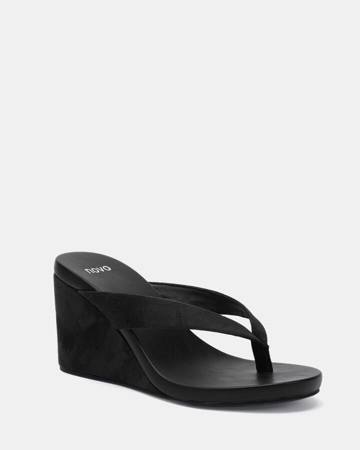 Image of Boots. Productname: BACI Black Suede Women's Wedge Novo Wedges in Black colour by brand - Novo