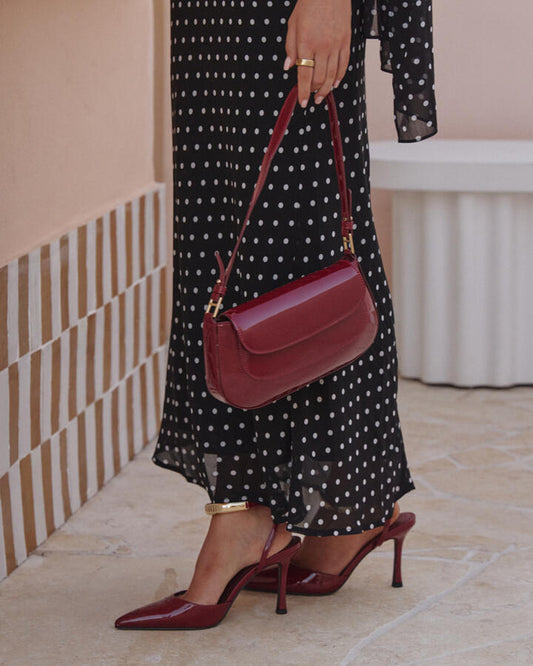 Image of Footwear. Productname: IVAR DEEP RED PATENT Women's Court - High Heel Novo Heels in Deep Red Patent colour by brand - Novo