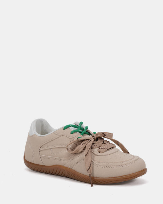 Image of Sneakers. Product name - Carooso Beige Lace Up Sneakers in Neutral colour by brand - Novo