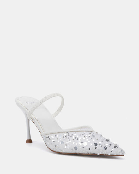 Image of Heels. Product name - Paedyn White High Heels in Multi colour by brand - Novo