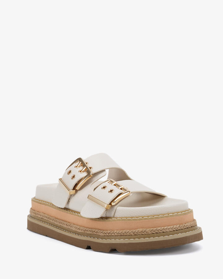 Image of Sandals. Product name - Samaira Cream Vegan Sandals in Neutral colour by brand - Novo