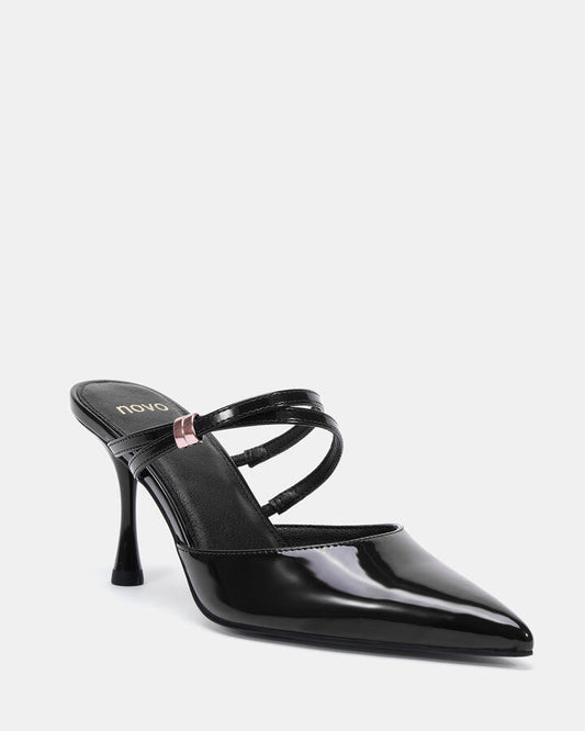 Image of Heels. Product name - Idonea Black Patent High Heels in Black colour by brand - Novo