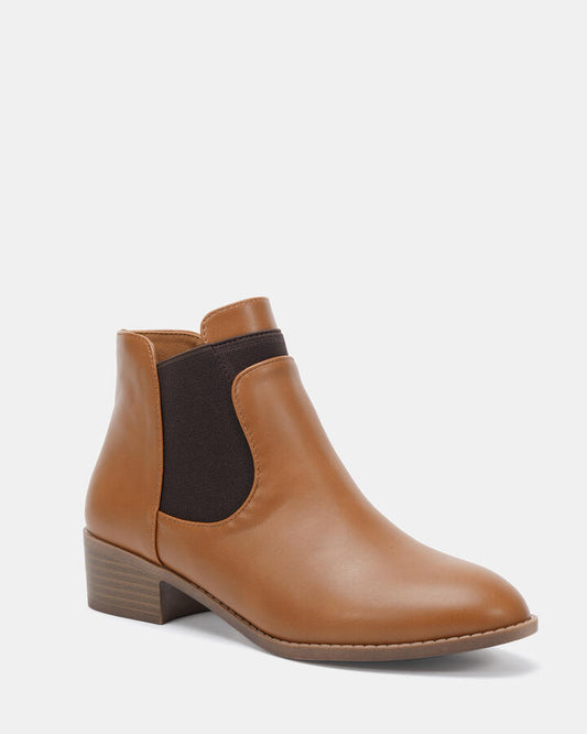 Image of Boots. Productname: DAREA: TAN - Women's Boot Low-Mid Heel in Tan colour by brand - Novo