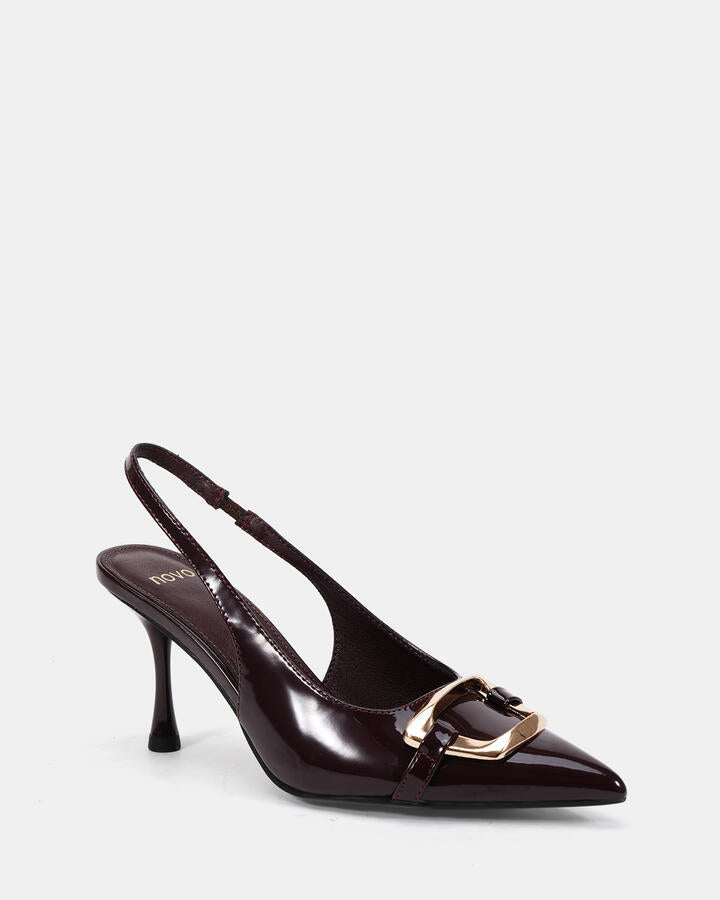 Image of Heels. Product name - Ilianna Espresso Vegan Heels in Espresso colour by brand - Novo