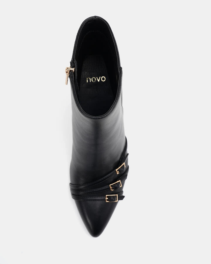 Image of Boots. Product name - Danathi Black Ankle Boots in Black colour by brand - Novo