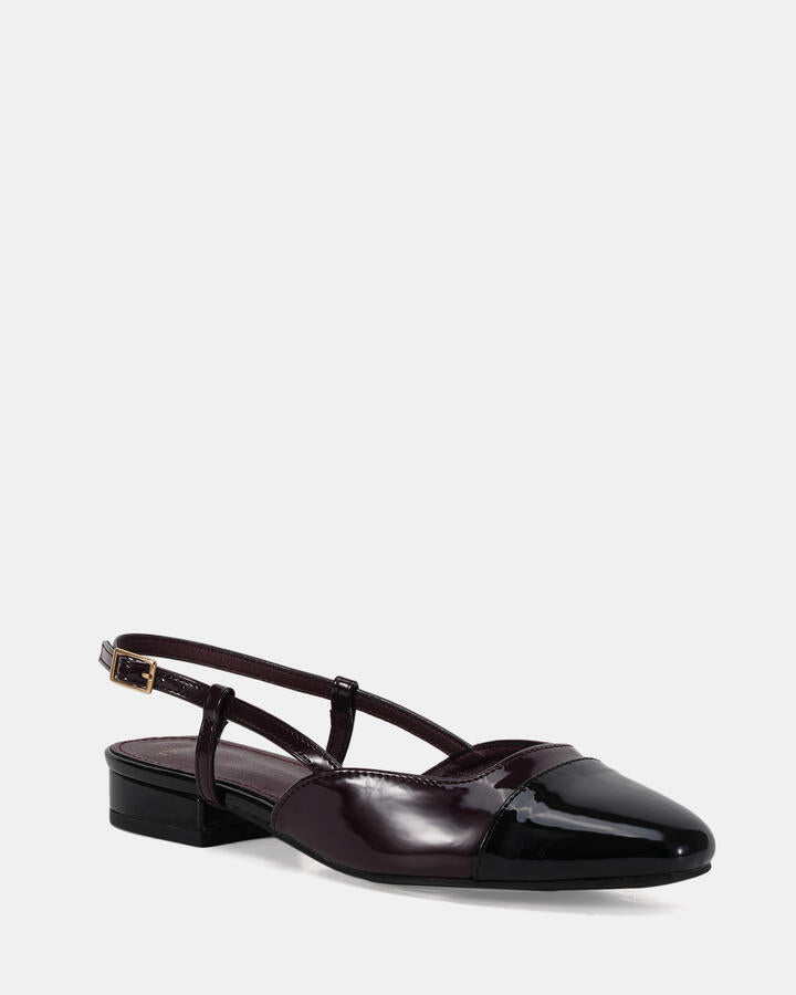 Image of Flats. Product name - Chrissie Burgundy Vegan Flats in Red colour by brand - Novo