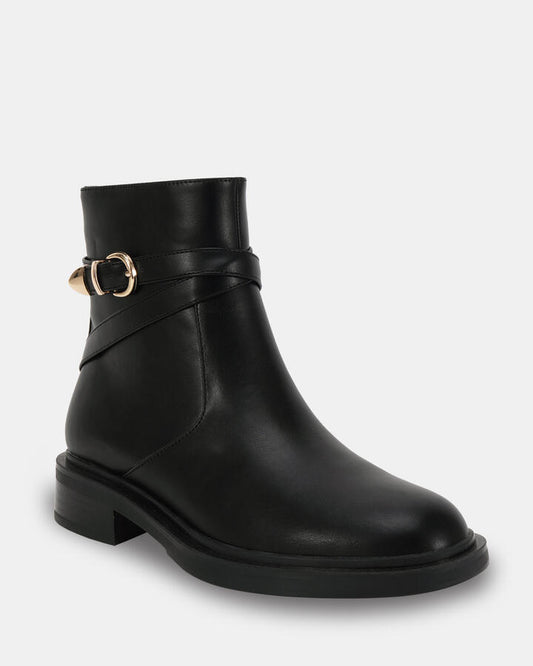 Image of Boots. Product name - Dulce Black Vegan Boots in Black colour by brand - Novo