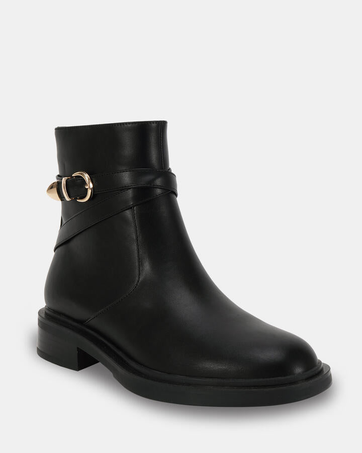 Image of Boots. Product name - Dulce Black Vegan Boots in Black colour by brand - Novo