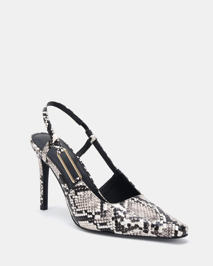 Image of Heels. Product name - Inspo Natural Snake Vegan Heels in Natural Snake colour by brand - Novo