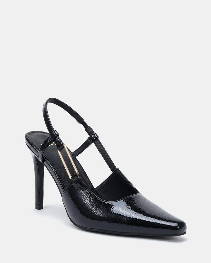 Image of Heels. Product name - Inspo Black Patent High Heels in Black colour by brand - Novo
