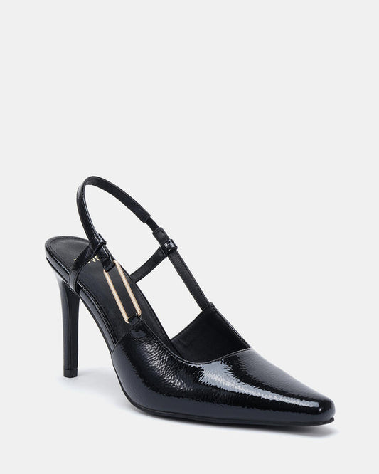 Image of Footwear. Productname: Inspo: Black Patent - Women's Court - High Heel in Black colour by brand - Novo