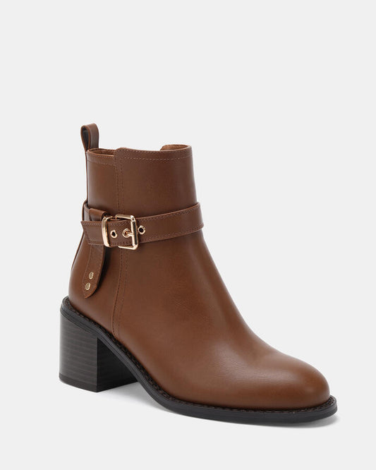 Image of Boots. Productname: DIBBLE TAN Women's Boot Low-Mid Heel Novo Boots in Tan colour by brand - Novo