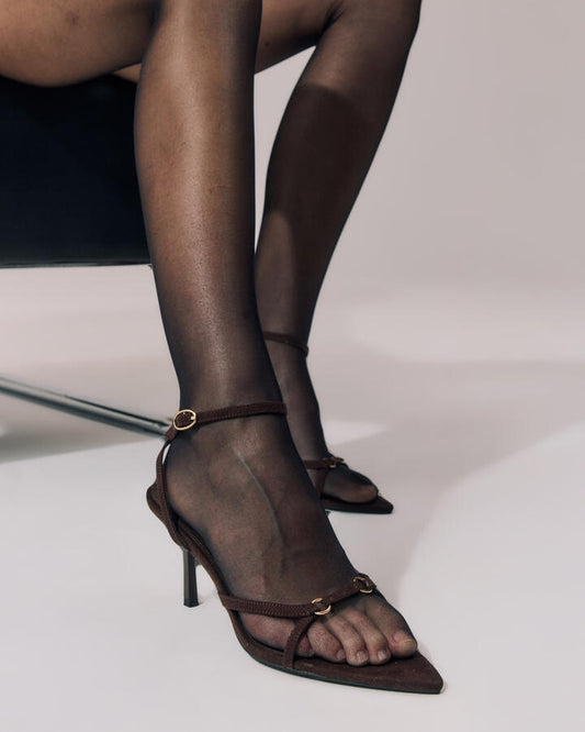 Image of Sandals. Product name - Legend Espresso Stilettos in Espresso colour by brand - Novo