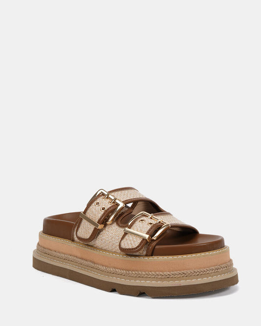 Image of Sandals. Product name - Samaira Raffia Sandals in Olive colour by brand - Novo