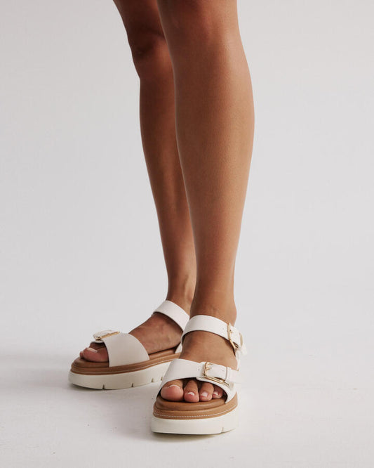 Image of Flats. Productname: TANAKA WHITE Women's Strappy - Flat Novo Sandals in Multi colour by brand - Novo