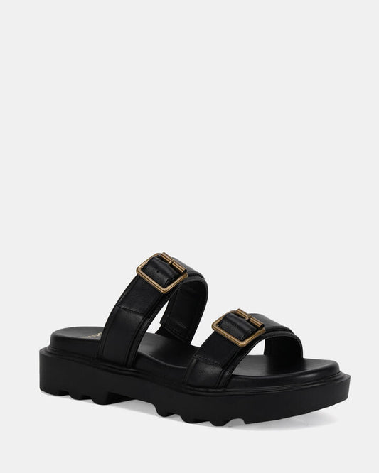 Image of Flats. Productname: SAISHA BLACK Women's Strappy - Flat Novo Sandals in Black colour by brand - Novo