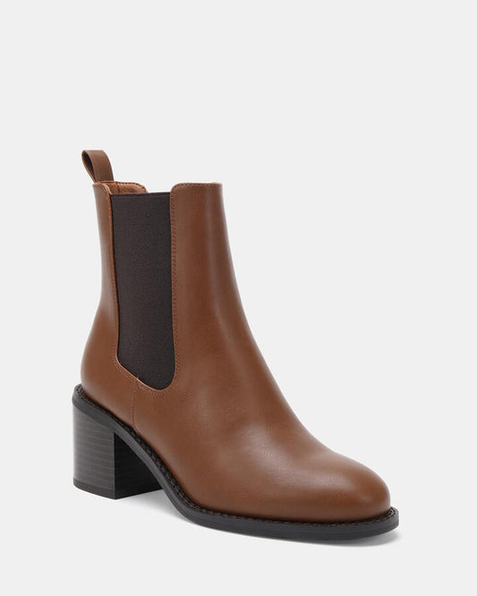 Image of Boots. Productname: DIFFUSE TAN Women's Boot Low-Mid Heel Novo Boots in Tan colour by brand - Novo
