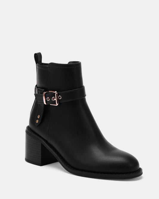 Image of Boots. Product name - Dibble Black Ankle Boots in Black colour by brand - Novo