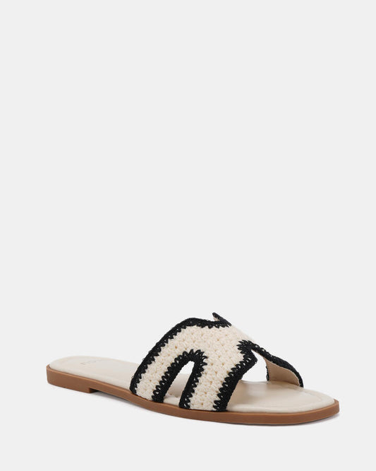 Image of Sandals. Productname: SACHIE CREAM CROCHET Women's Thongs Novo Sandals in Blue colour by brand - Novo