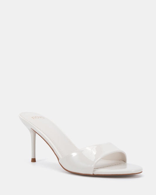 Image of Heels. Productname: MALAN White Patent Women's Strappy - High Heel Novo Heels in White colour by brand - Novo