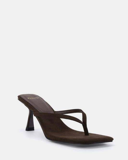 Image of Heels. Productname: ZANIA ESPRESSO SUEDE Women's High Fashion Novo Heels in Espresso Suede colour by brand - Novo