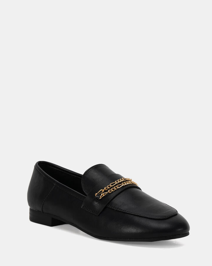 Image of Flats. Product name - Eartha Black Vegan Flats in Black colour by brand - Novo