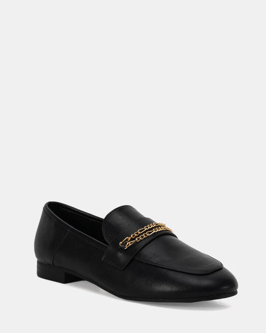 Image of Flats. Product name - Eartha Black Vegan Flats in Black colour by brand - Novo