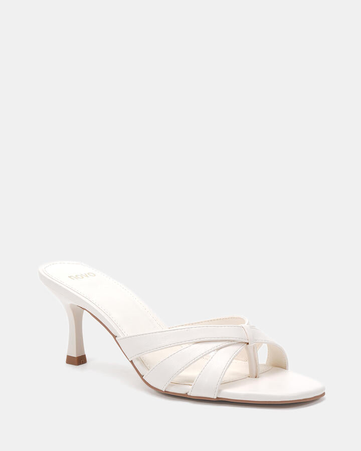 Image of Heels. Product name - Valancia White Vegan Heels in Multi colour by brand - Novo