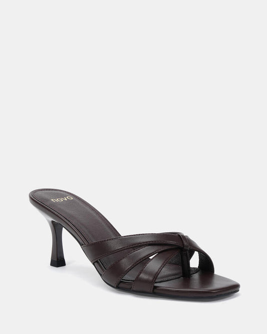 Image of Heels. Productname: Valancia: Espresso - Women's Strappy - Low Heel in Espresso colour by brand - Novo