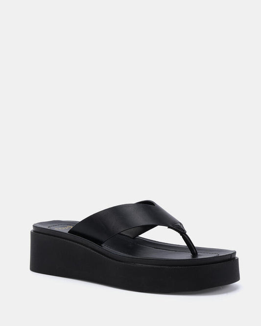 Image of Sandals. Product name - Berri Black Wedge Sandals in Black colour by brand - Novo