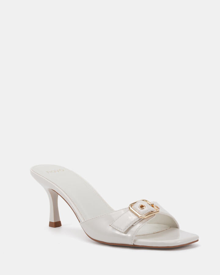 Image of Slippers. Product name - Venezia White Patent Vegan in White colour by brand - Novo