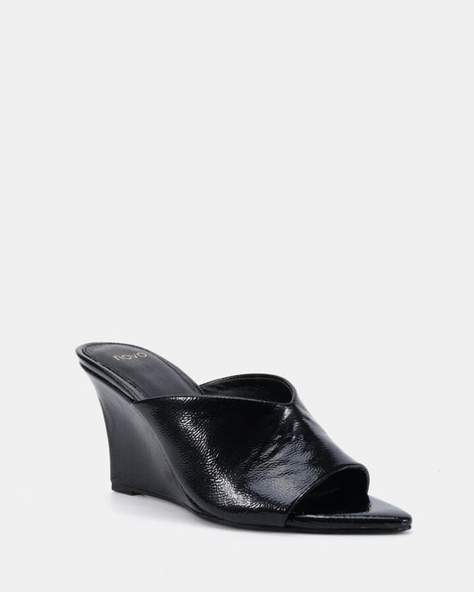 Image of Boots. Productname: ZAPPHIRE BLACK CRINKLE Women's High Fashion Novo Wedges in Black Crinkle colour by brand - Novo