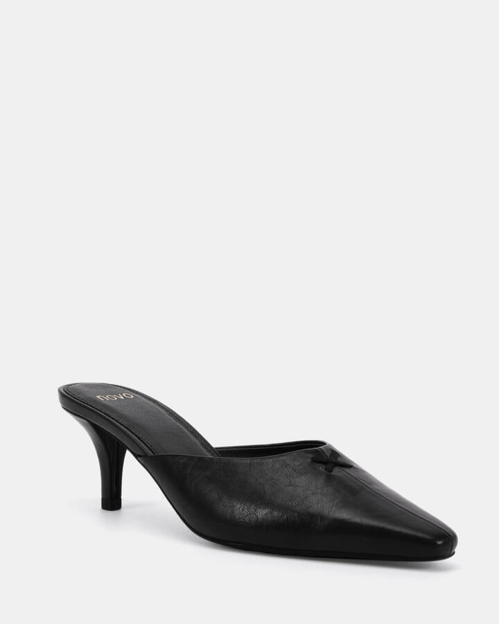 Image of Heels. Product name - Irvine Black Low Heels in Black colour by brand - Novo