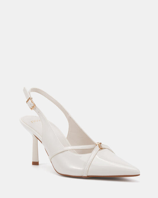 Image of Footwear. Productname: Irona: White Patent - Women's Court - Low Heel in White colour by brand - Novo
