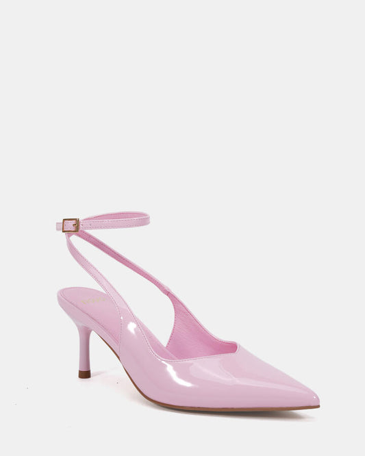 Image of Footwear. Productname: ITASHI FAIRY FLOSS PATENT Women's Court - Low Heel Novo Heels in Fairy Floss Patent colour by brand - Novo