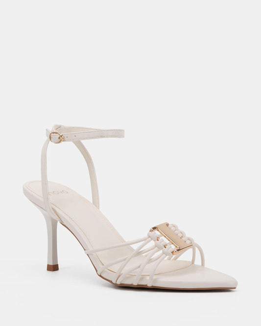 Image of Heels. Product name - Zarria White High Heels in Multi colour by brand - Novo