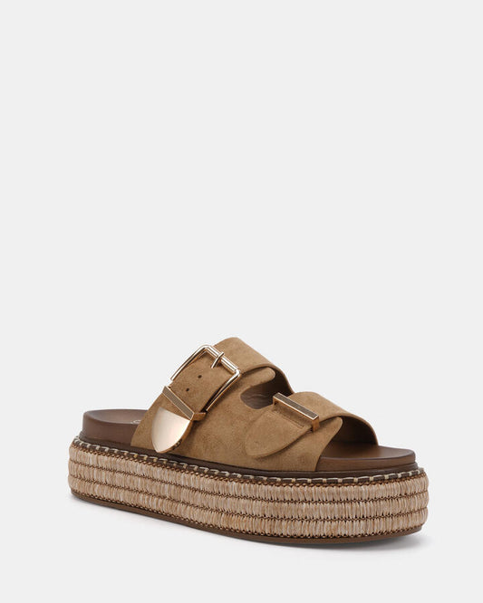 Image of Sandals. Product name - Sazkia Sand Suede Sandals in Neutral colour by brand - Novo