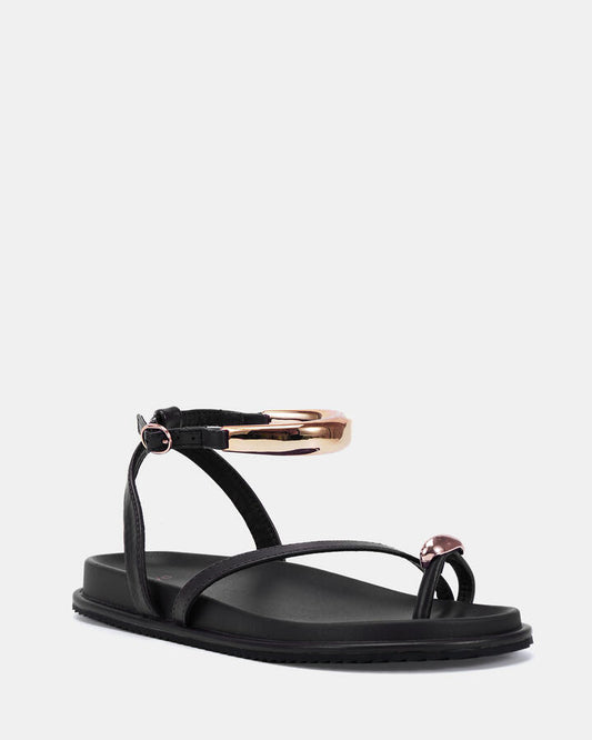 Image of Sandals. Product name - Tinkerbell Black Flat Sandals in Black colour by brand - Novo