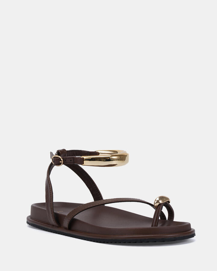 Image of Sandals. Product name - Tinkerbell Milk Chocolate Flat Sandals in Midnight colour by brand - Novo