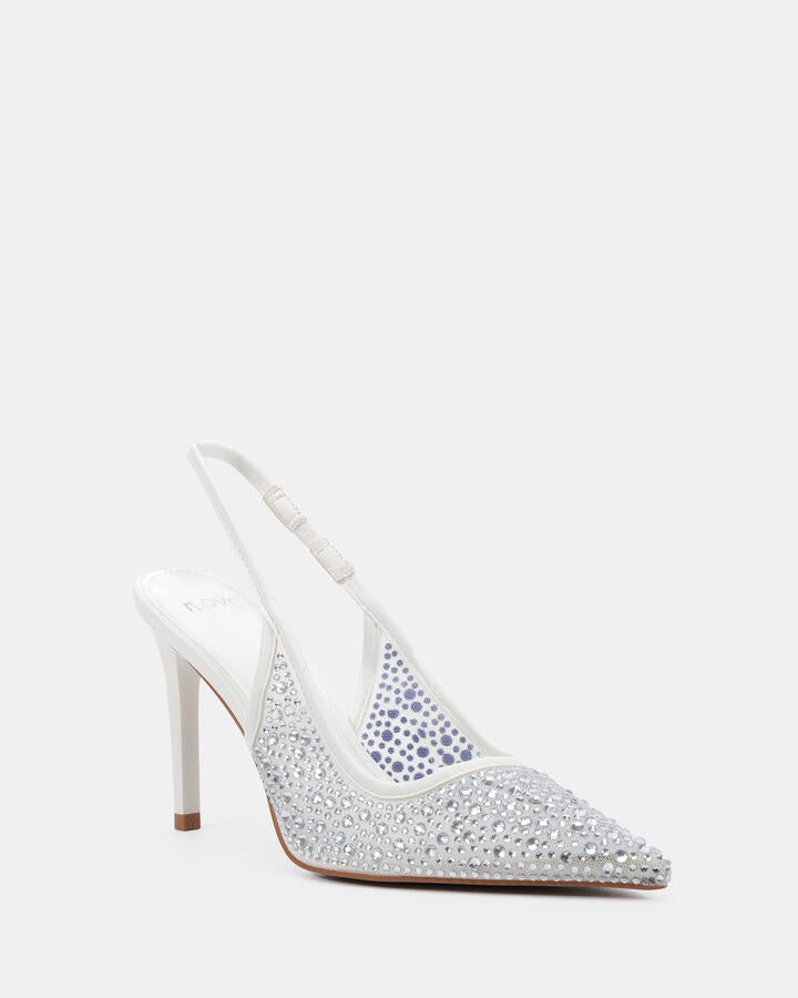 Image of Heels. Product name - Petronilla White High Heels in Multi colour by brand - Novo