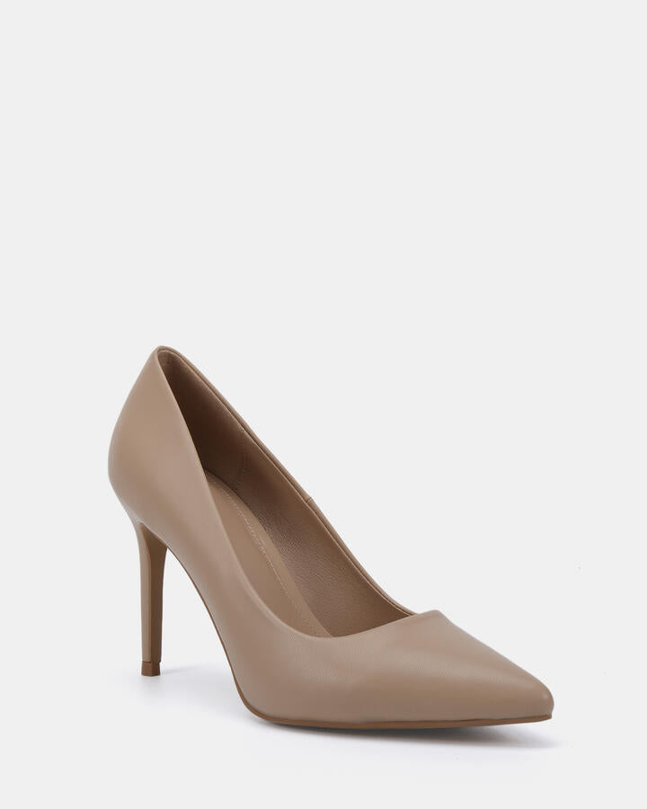 Image of Heels. Product name - Impossible Neutral Smooth High Heels in Beige colour by brand - Novo