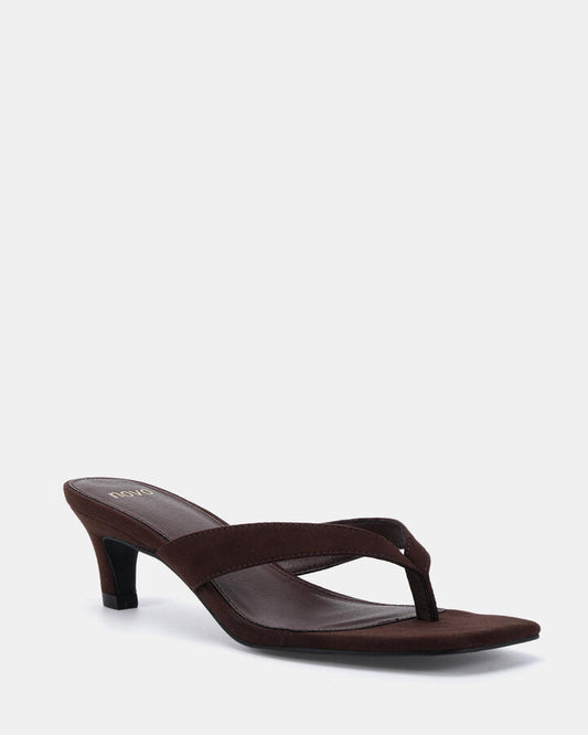 Image of Heels. Productname: VALENCE ESPRESSO Women's Strappy - Low Heel Novo Heels in Espresso colour by brand - Novo